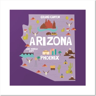 Arizona illustrated map Posters and Art